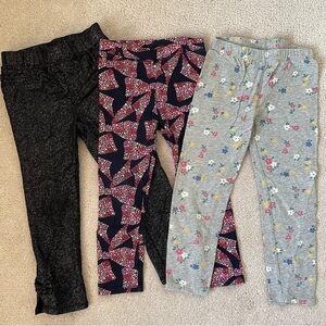 GAP Toddler girls pants leggings jeans bundle, sparkly black bow, navy blue grey